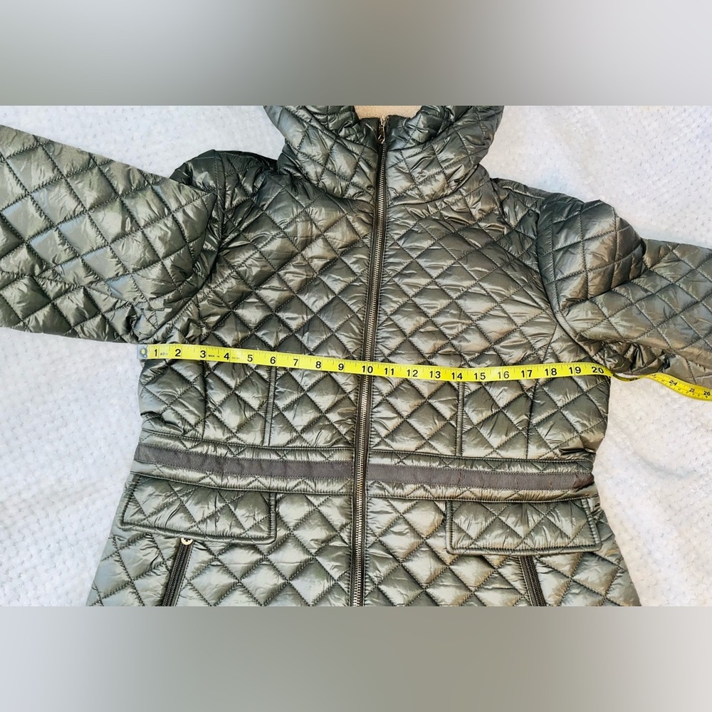 Kate Spade Quilted Hooded Sherpa Trim Coat sz L - Picture 10 of 14